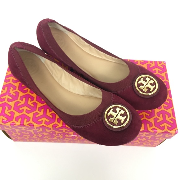 NEW Tory Burch Caroline 2 suede Ballet Dark red - Picture 2 of 5